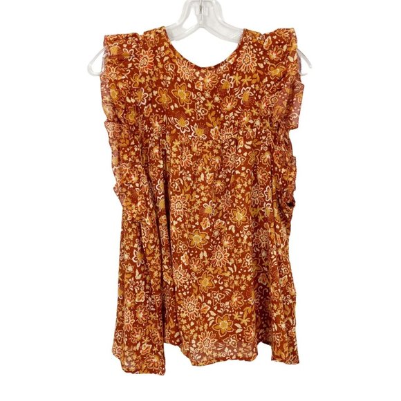 Sundry NEW Boho Floral Flutter Sleeve Top Lightweight Cotton - Size 2, MEDIUM - Picture 2 of 8